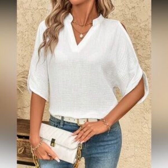 Tops - Cotton White Women's Blouse